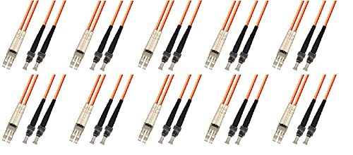 3 Meter Multimode Duplex Fiber Optic Cable (62.5/125) - LC to ST - Orange - 10 Pack