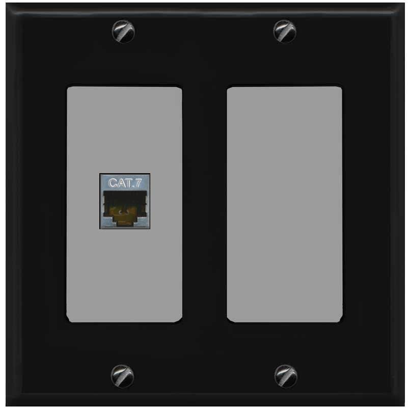 RiteAV 1 Port Cat7 Shielded Ethernet Wall Plate - 2 Gang [Black/Gray]