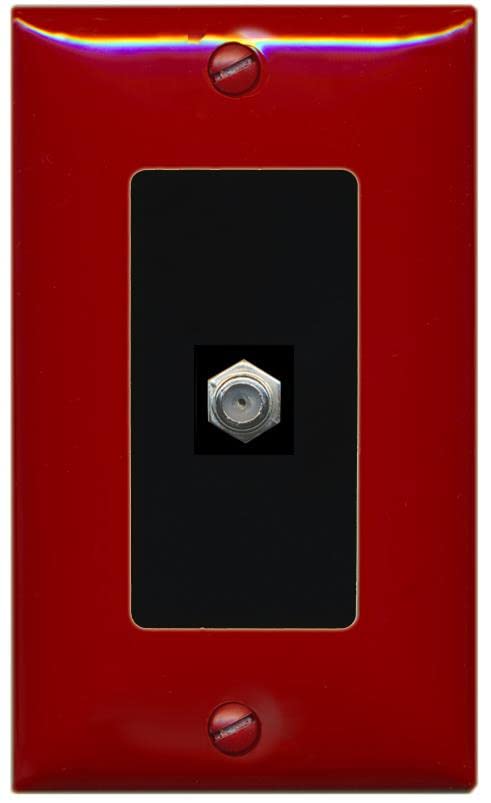 RiteAV 1 Port Coax Cable TV F-Type Wall Plate - 1 Gang [Red/Black]