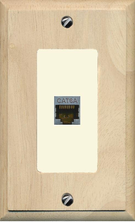 RiteAV 1 Port Cat6A Wall Plate - 1 Gang [Wood/Light-Almond]