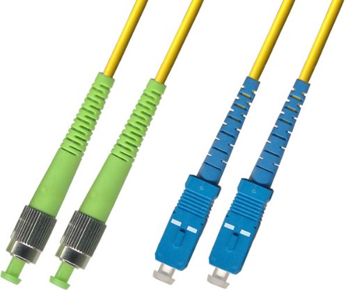 1M Singlemode Duplex Fiber Optic Cable (9/125) - FC/APC to SC/UPC