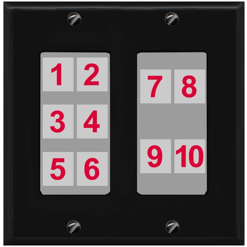 RiteAV - Custom Wall Plate 10 Port - 2 Gang [Black/Gray]