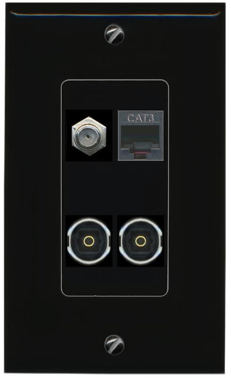 RiteAV COAX PHONE 2 TOSLINK Wall Plate Decorative [Black]