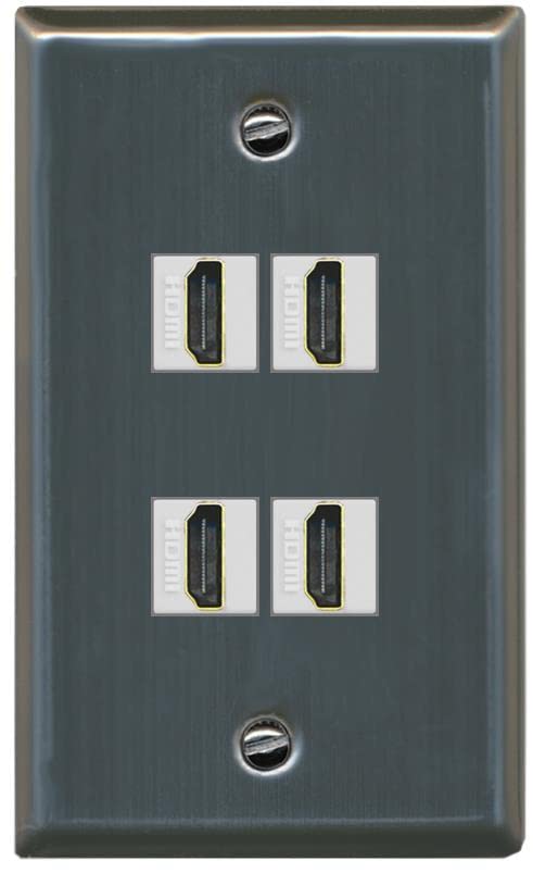 RiteAV 4 Port HDMI Wall Plate - Flat [Stainless Steel]