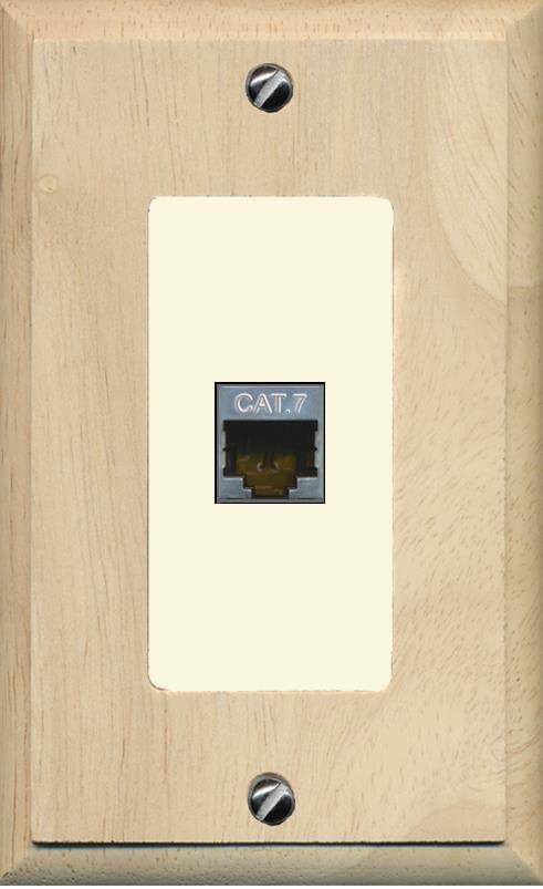 RiteAV 1 Port Cat7 Shielded Ethernet Wall Plate - 1 Gang [Wood/Light-Almond]