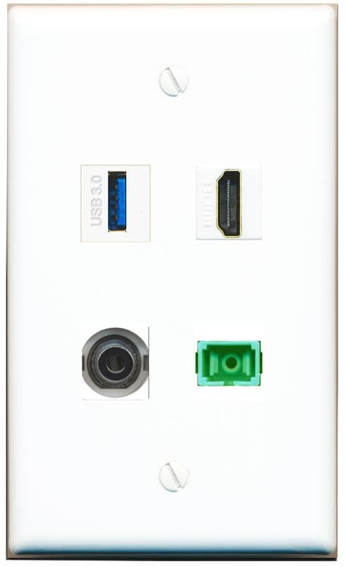 RiteAV - 3-5MM HDMI SC-APC Singlemode Simplex USB-3 Wall Plate Flat White