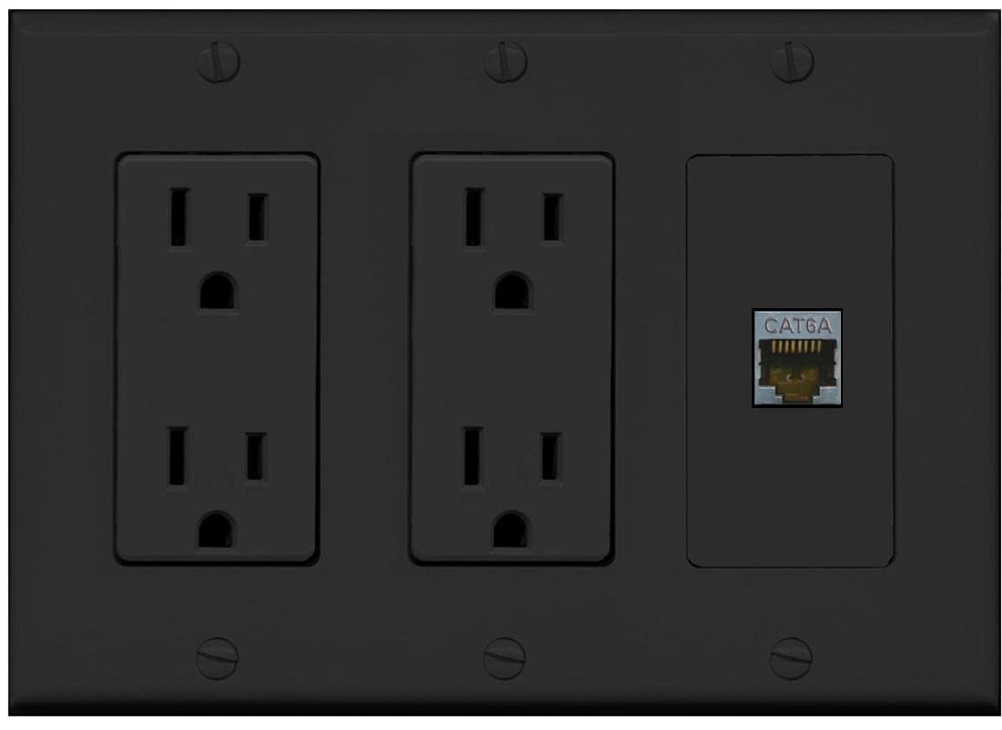 RiteAV 1 Port Cat6A Wall Plate - 3G Dual Outlet [Black/Black]