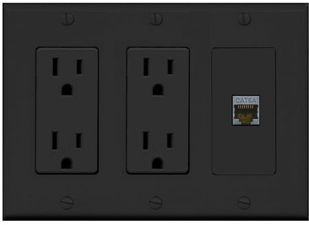 RiteAV 1 Port Cat6A Wall Plate - 3G Dual Outlet [Black/Black]