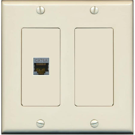 RiteAV 1 Port Cat6A Wall Plate - 2 Gang [Light-Almond]