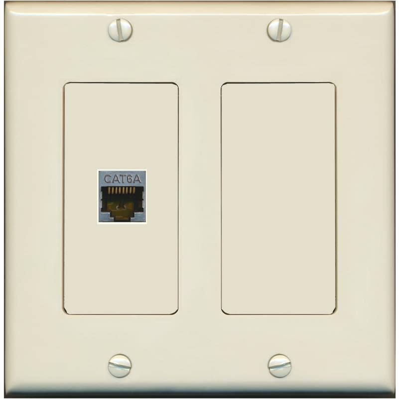 RiteAV 1 Port Cat6A Wall Plate - 2 Gang [Light-Almond]
