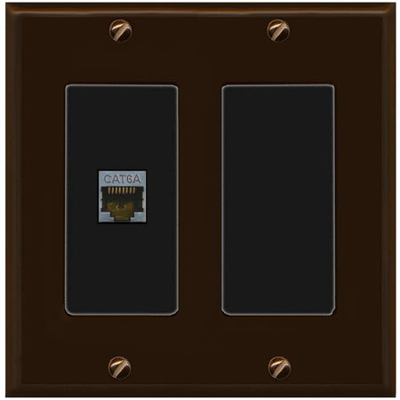 RiteAV 1 Port Cat6A Wall Plate - 2 Gang [Brown/Black]