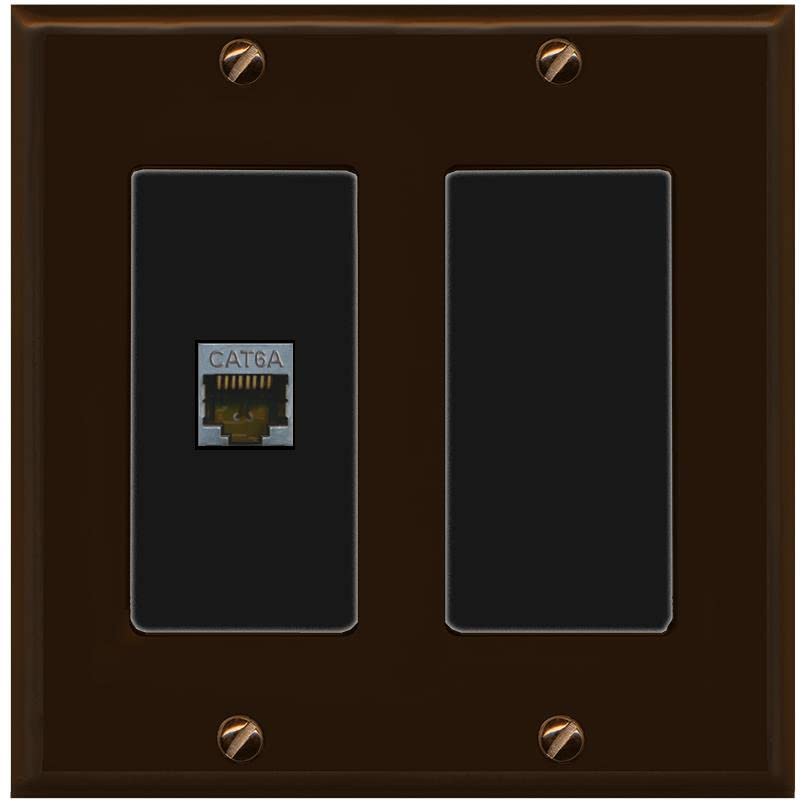 RiteAV 1 Port Cat6A Wall Plate - 2 Gang [Brown/Black]