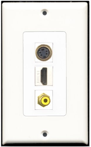 RiteAV 1 Port HDMI 1 RCA Yellow 1 S-Video Wall Plate OVERSIZED