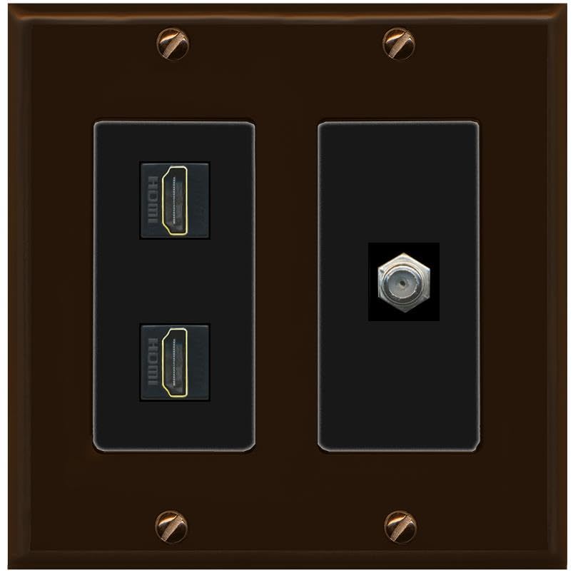 COAX 2 HDMI Wall Plate-2 Gang Brown/Black