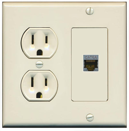 RiteAV 1 Port Cat6A Wall Plate - Round Outlet [Light-Almond]