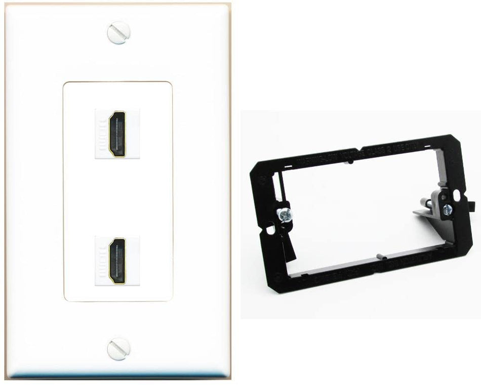 RiteAV HDMI Wall Plate 2 Port - 1 Gang w-Bracket [White/White]