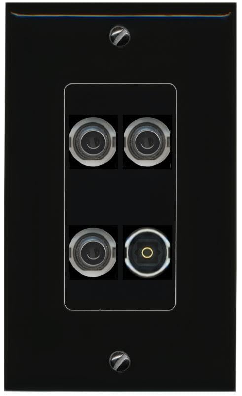 RiteAV 3 3.5mm TOSLINK Wall Plate Decorative [Black]