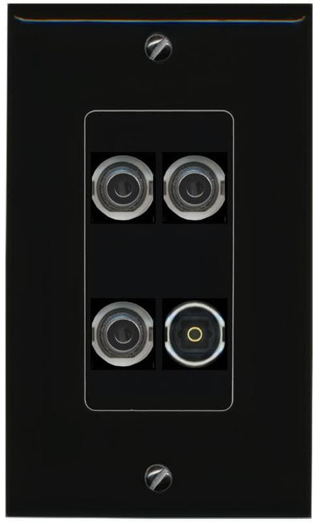 RiteAV 3 3.5mm TOSLINK Wall Plate Decorative [Black]