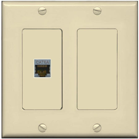 RiteAV 1 Port Cat6A Wall Plate - 2 Gang [Ivory/Ivory]