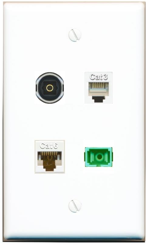 RiteAV - CAT6 PHONE SC-APC Singlemode Simplex TOSLINK Wall Plate Flat White