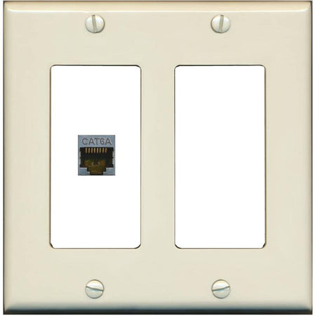 RiteAV 1 Port Cat6A Wall Plate - 2 Gang [Light-Almond/White]