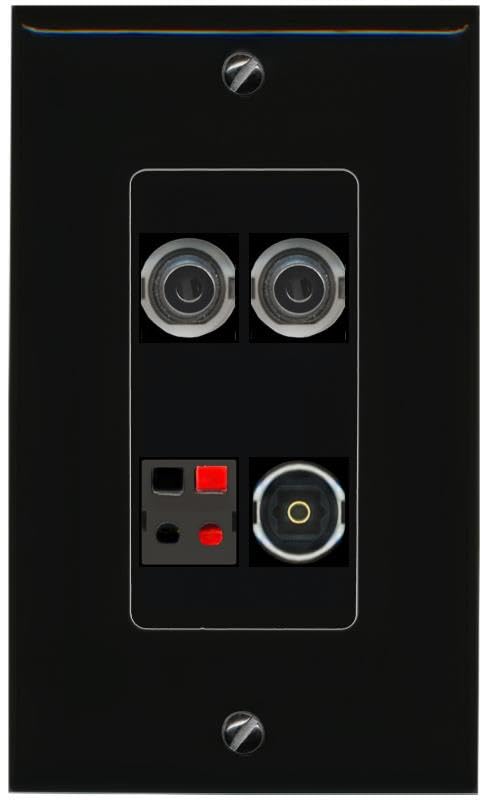RiteAV 2 3.5mm SPEAKER TOSLINK Wall Plate Decorative [Black]