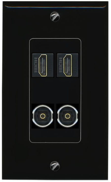 RiteAV 2 HDMI 2 TOSLINK Wall Plate Decorative [Black]