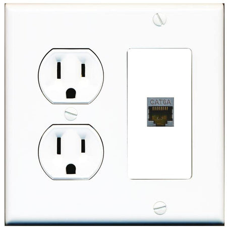 RiteAV 1 Port Cat6A Wall Plate - Round Outlet [White/White]