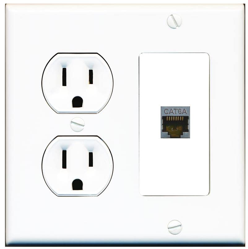 RiteAV 1 Port Cat6A Wall Plate - Round Outlet [White/White]