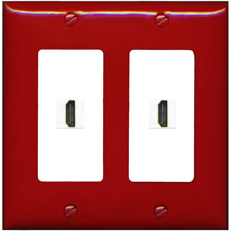 RiteAV HDMI Wall Plate 2 Port - 2 Gang [Red/White]