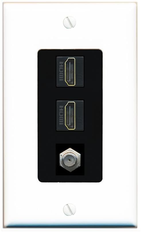 COAX 2 HDMI Wall Plate-1 Gang White/Black