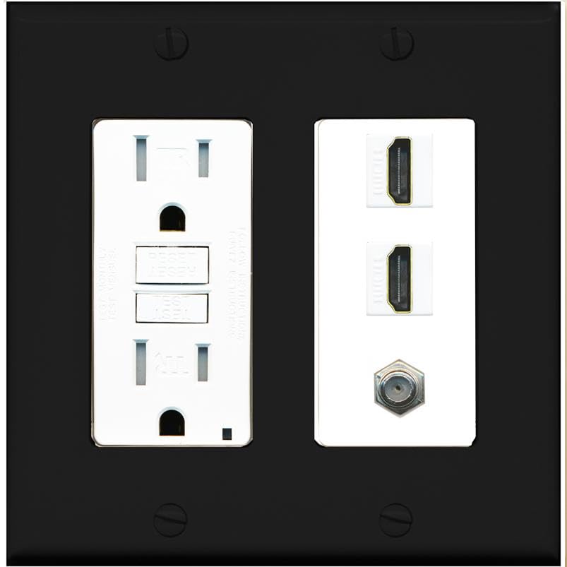 COAX 2 HDMI Wall Plate-GFCI Black/White