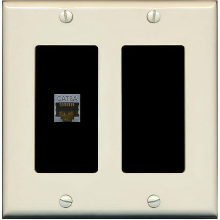 RiteAV 1 Port Cat6A Wall Plate - 2 Gang [Light-Almond/Black]