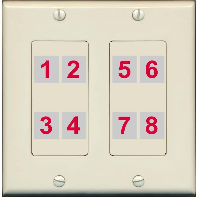 RiteAV - Custom Wall Plate 8 Port - 2 Gang [Light-Almond]