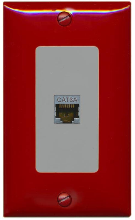 RiteAV 1 Port Cat6A Wall Plate - 1 Gang [Red/Gray]