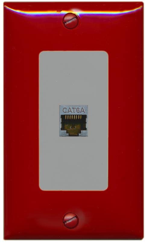 RiteAV 1 Port Cat6A Wall Plate - 1 Gang [Red/Gray]