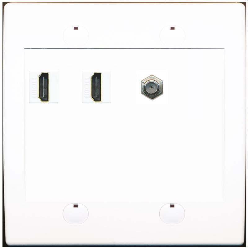Coax 2 HDMI Wall Plate-Flat 2 Gang White