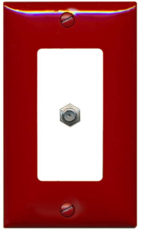 RiteAV 1 Port Coax Cable TV F-Type Wall Plate - 1 Gang [Red/White]