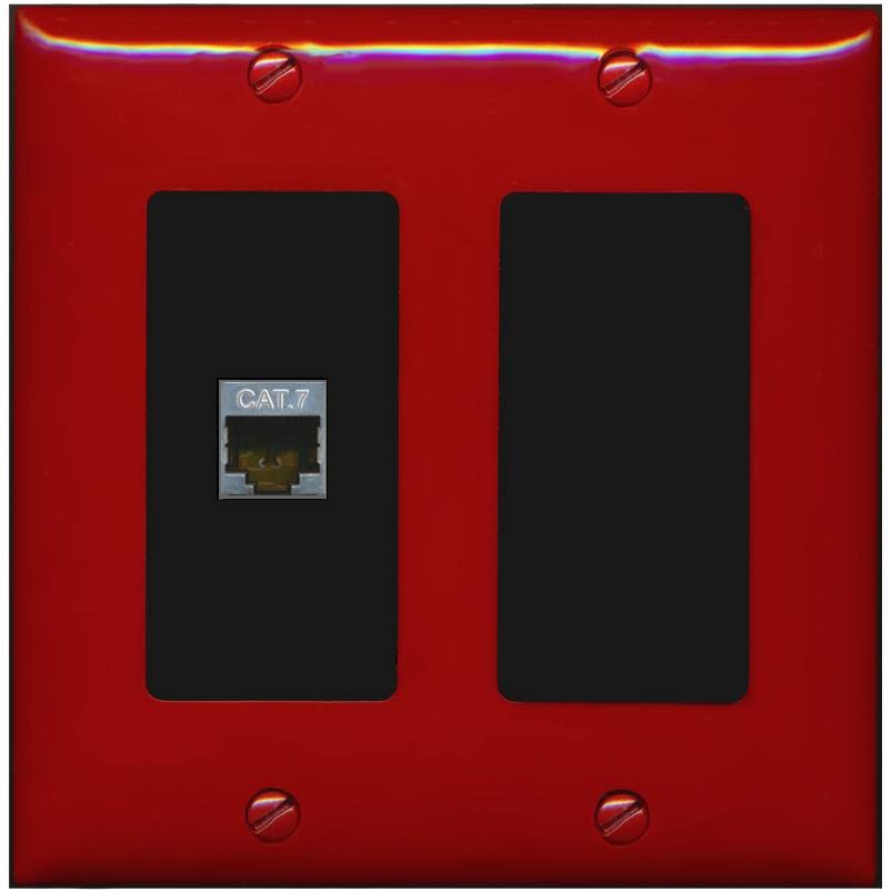 RiteAV 1 Port Cat7 Shielded Ethernet Wall Plate - 2 Gang [Red/Black]