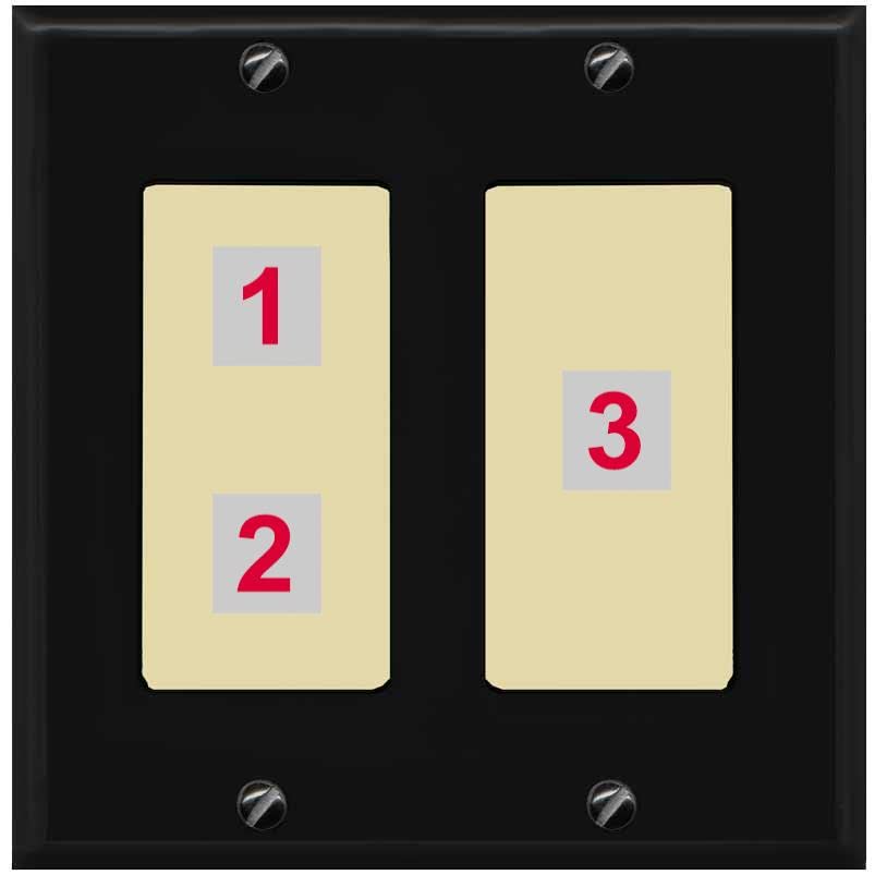RiteAV Custom Wall Plate 3 Port - 2 Gang [Black/Ivory]
