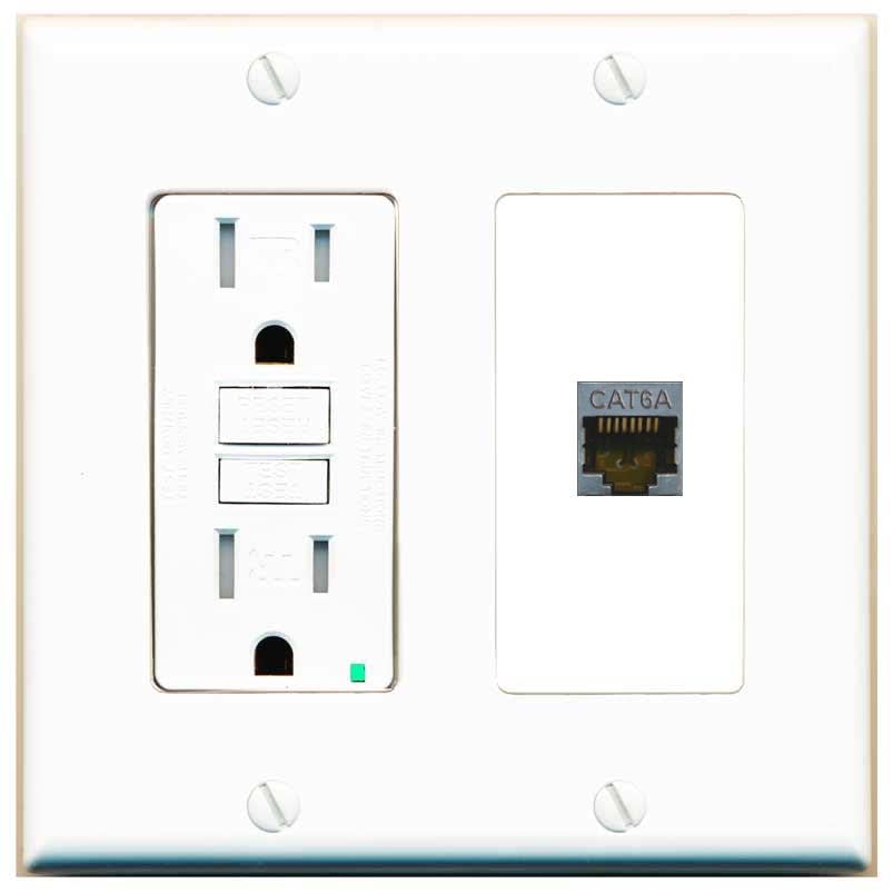 RiteAV 1 Port Cat6A Wall Plate - GFCI [White/White]