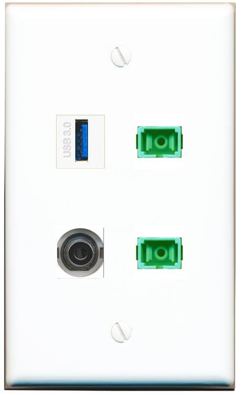 RiteAV - 3-5MM 2 SC-APC Singlemode Simplex USB-3 Wall Plate Flat White