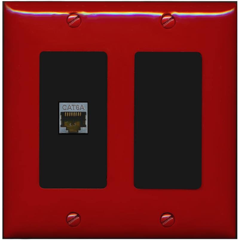 RiteAV 1 Port Cat6A Wall Plate - 2 Gang [Red/Black]