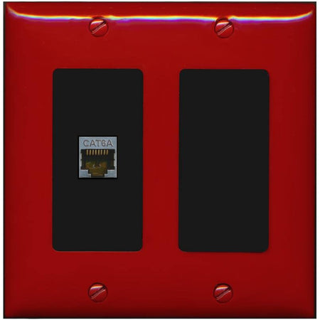 RiteAV 1 Port Cat6A Wall Plate - 2 Gang [Red/Black]