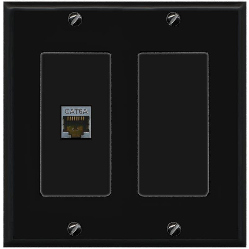 RiteAV 1 Port Cat6A Wall Plate - 2 Gang [Black/Black]