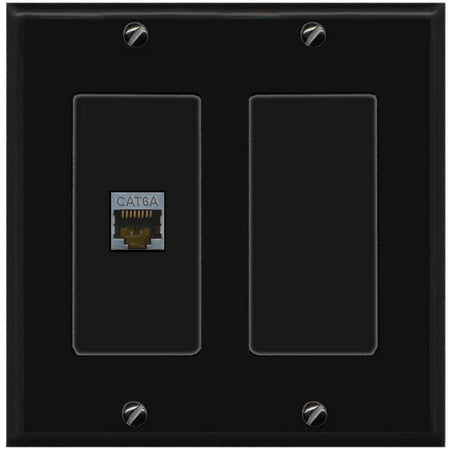 RiteAV 1 Port Cat6A Wall Plate - 2 Gang [Black/Black]