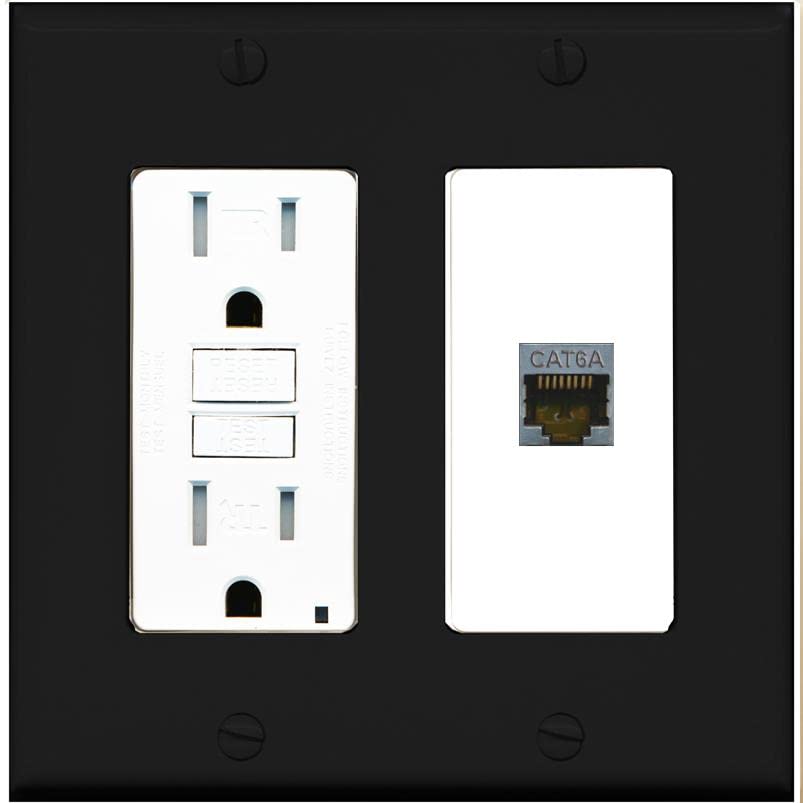 RiteAV 1 Port Cat6A Wall Plate - GFCI [Black/White]