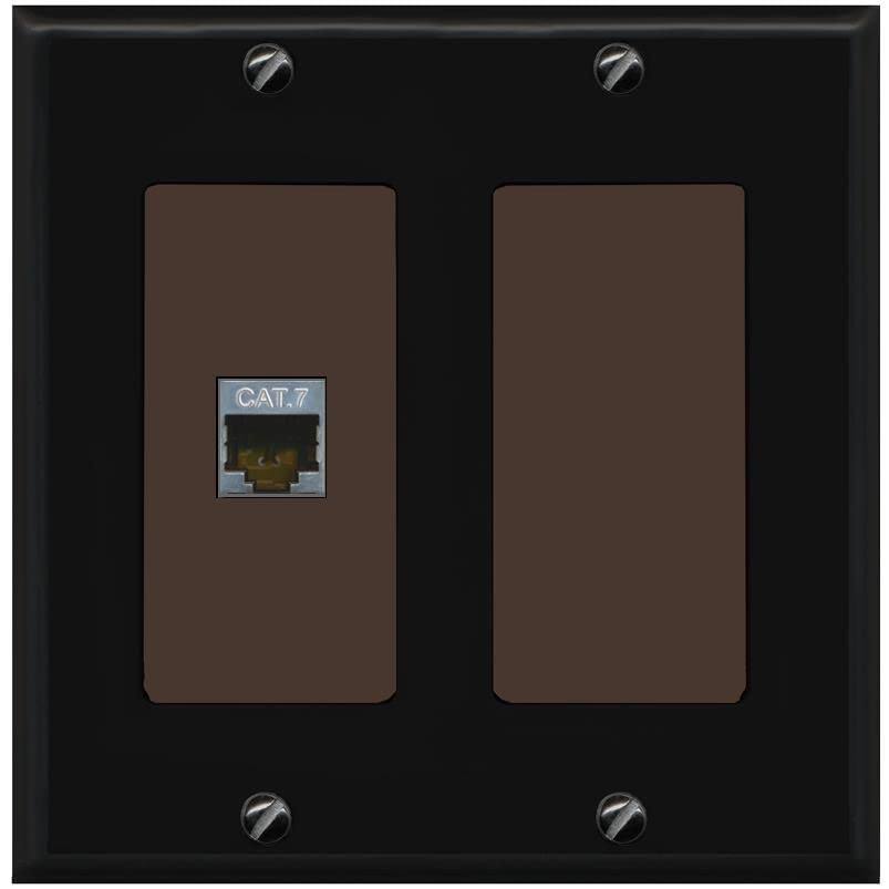 RiteAV 1 Port Cat7 Shielded Ethernet Wall Plate - 2 Gang [Black/Brown]