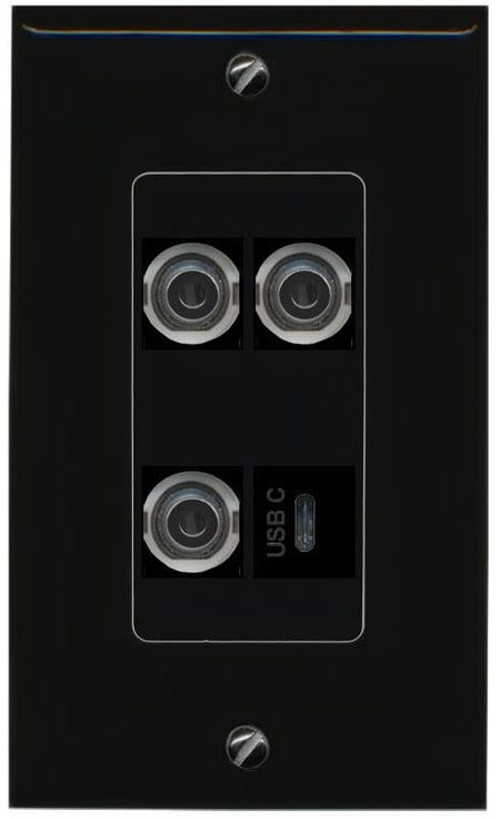 RiteAV 3 3.5mm USBC Wall Plate Decorative [Black]