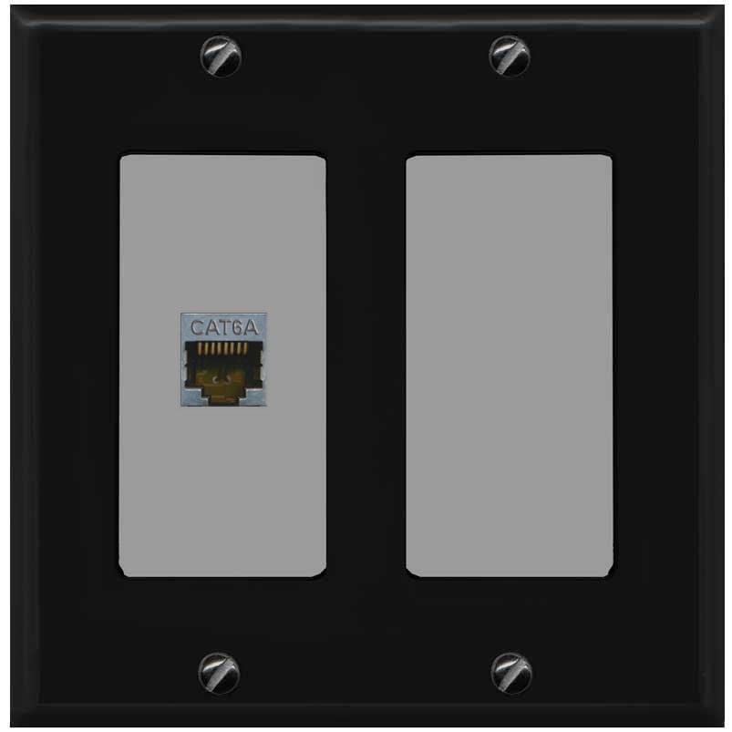 RiteAV 1 Port Cat6A Wall Plate - 2 Gang [Black/Gray]